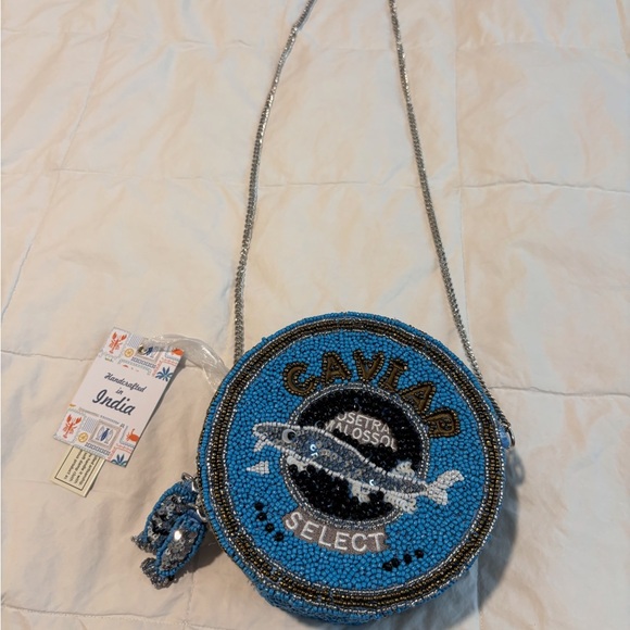 T.J.Maxx Handbags - Caviar Tin Beaded Crossbody Bag Novelty Crossbody Statement Purse Chain Strap